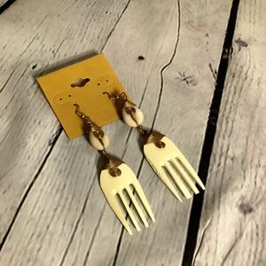 Bone and Brass Drop Earrings